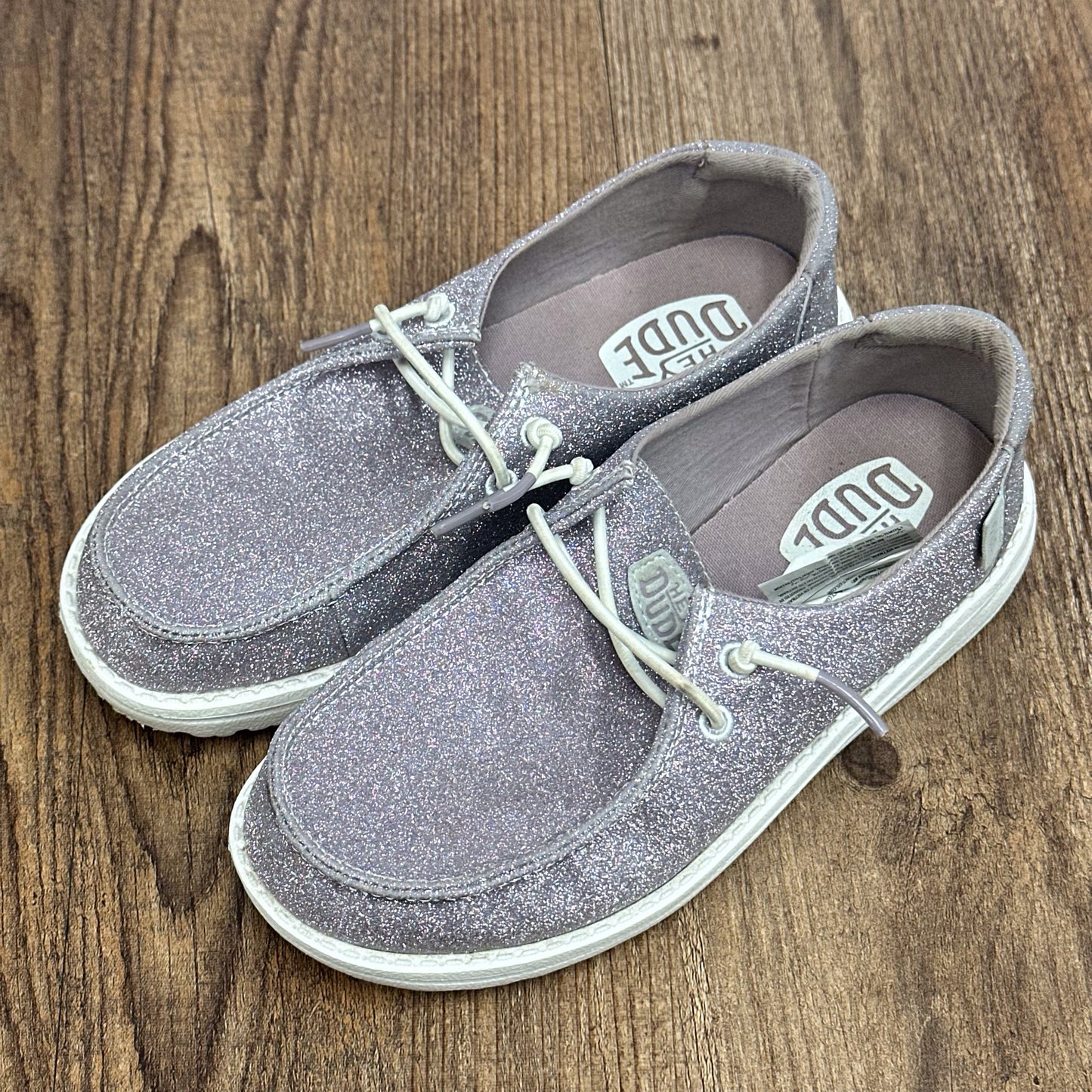 Hey Dude Size 2 Youth Purple Glitter Shoes