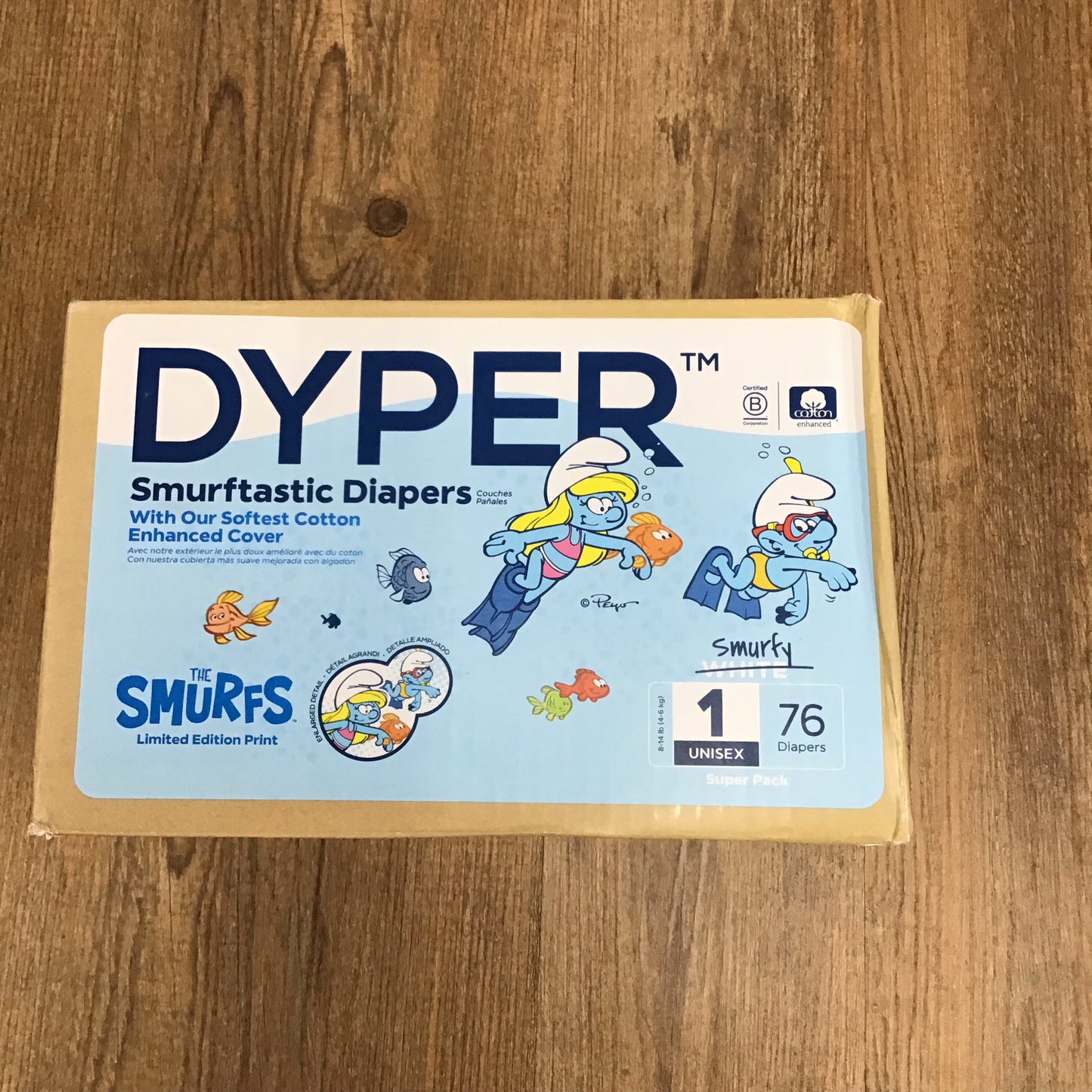 Dyper Smurftastic Diapers Size 1 - 76 Count - This Item Does NOT Ship