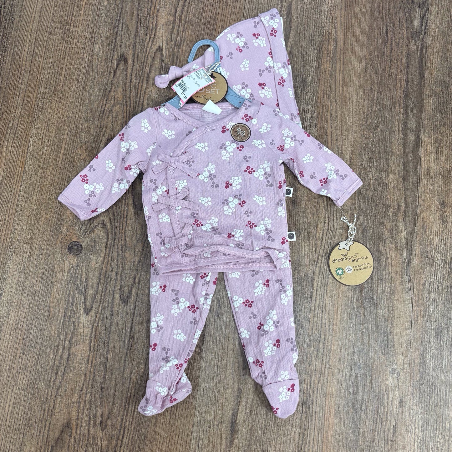 Dream Gro Infant Size 0-3 Month Outfit 3 piece