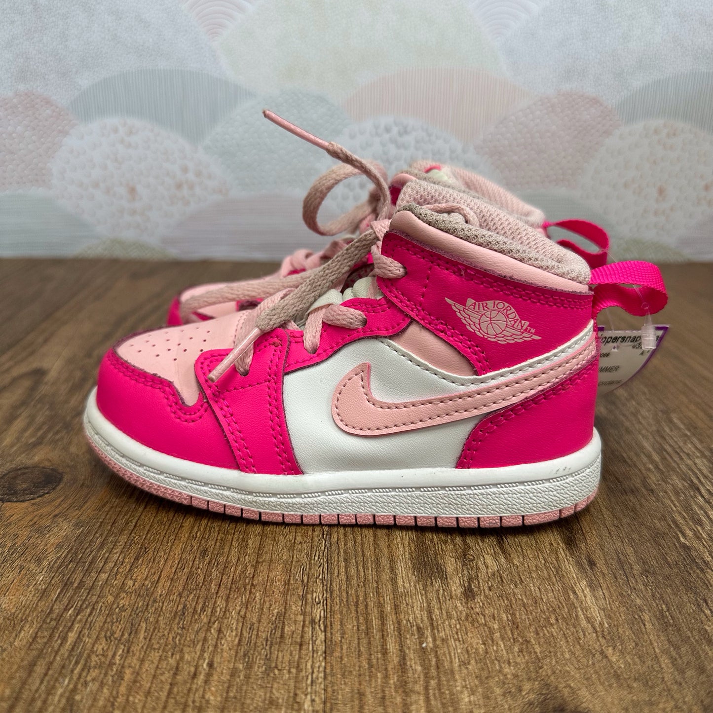 Nike Size 7c Air Jordan Mid Pink & White Shoes
