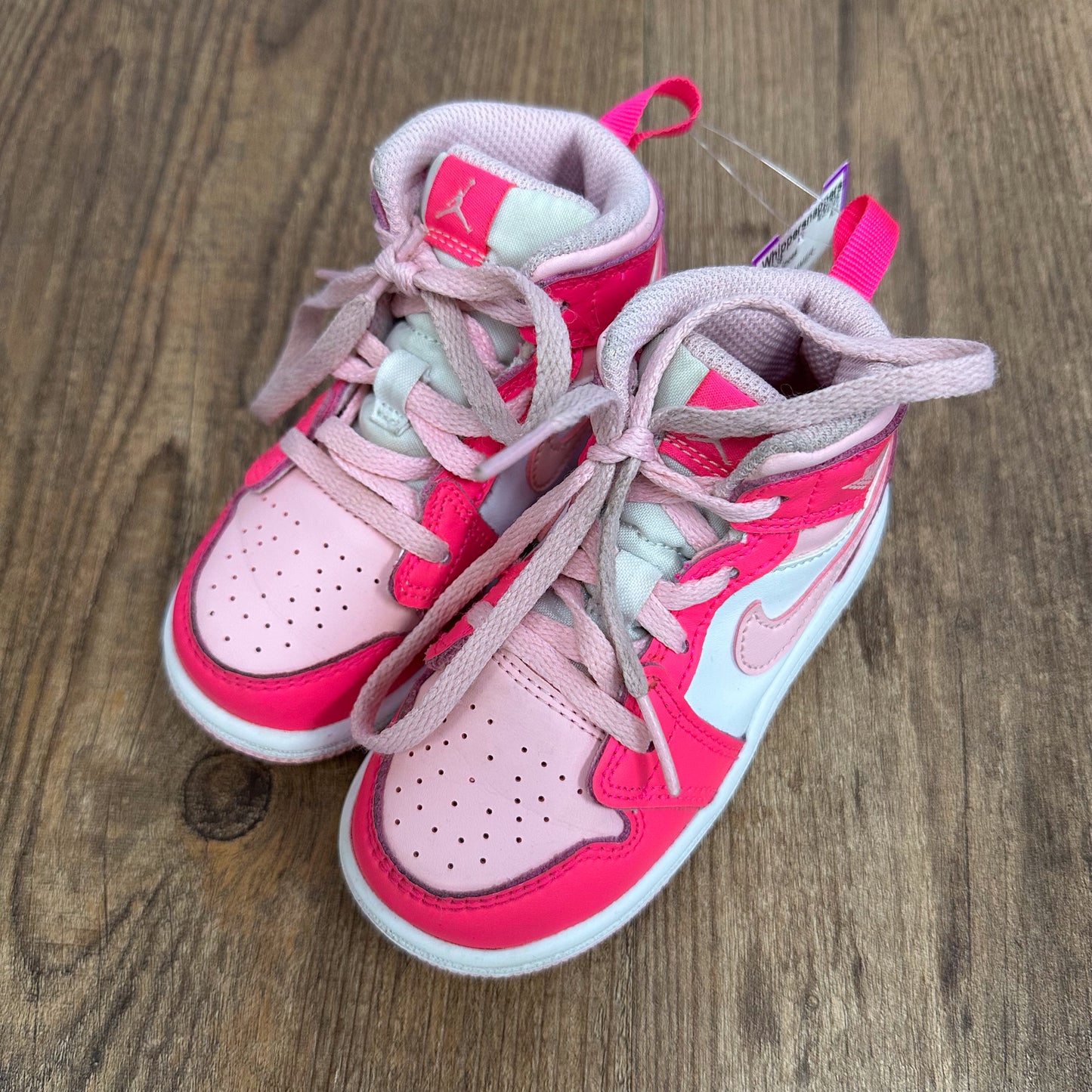 Nike Size 7c Air Jordan Mid Pink & White Shoes