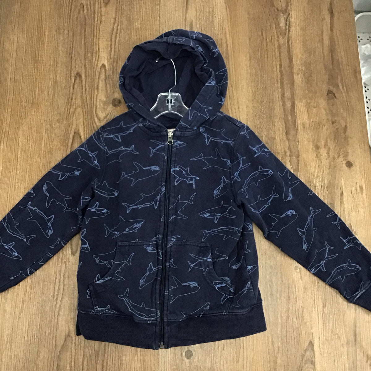 Hanna Andersson Kids Size 8 Blue Shark Hoodie/Sweatshirt