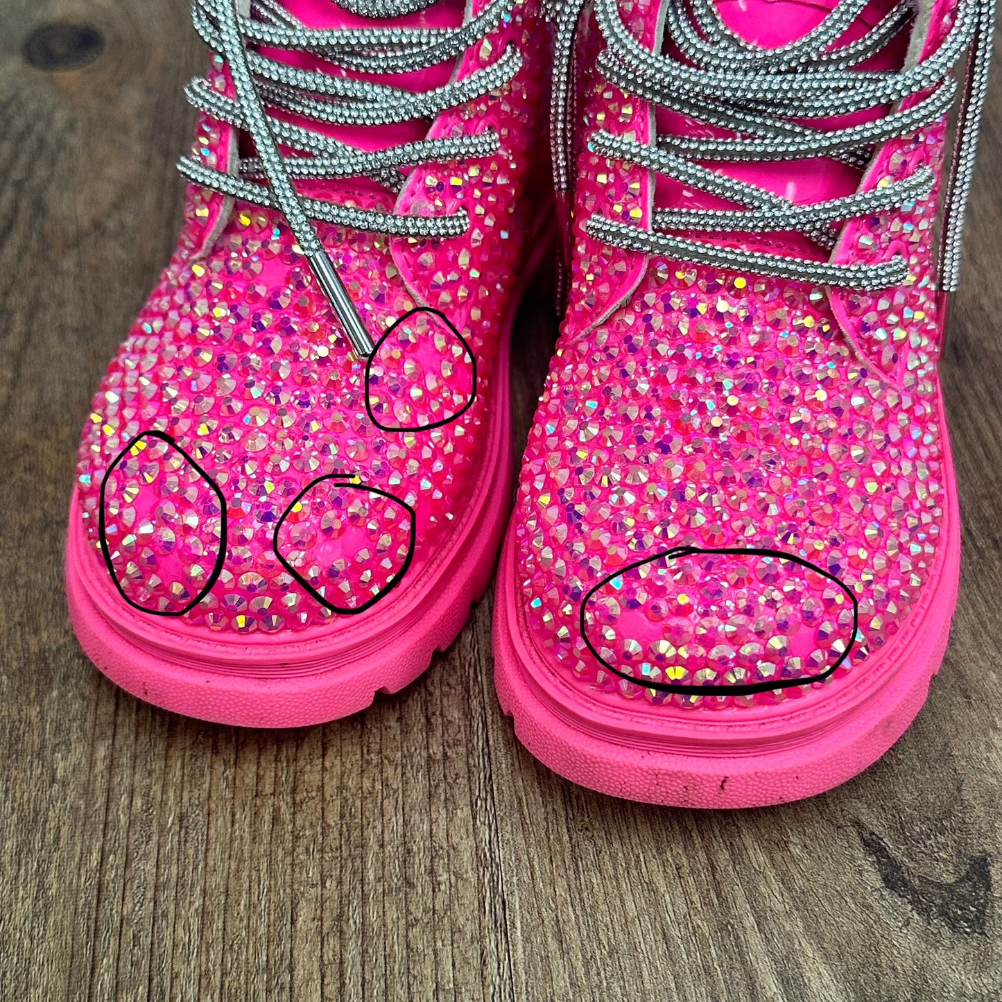 Lola & The Boys Size 9c Pink Rhinestone Boots **Missing Some Rhinestones**