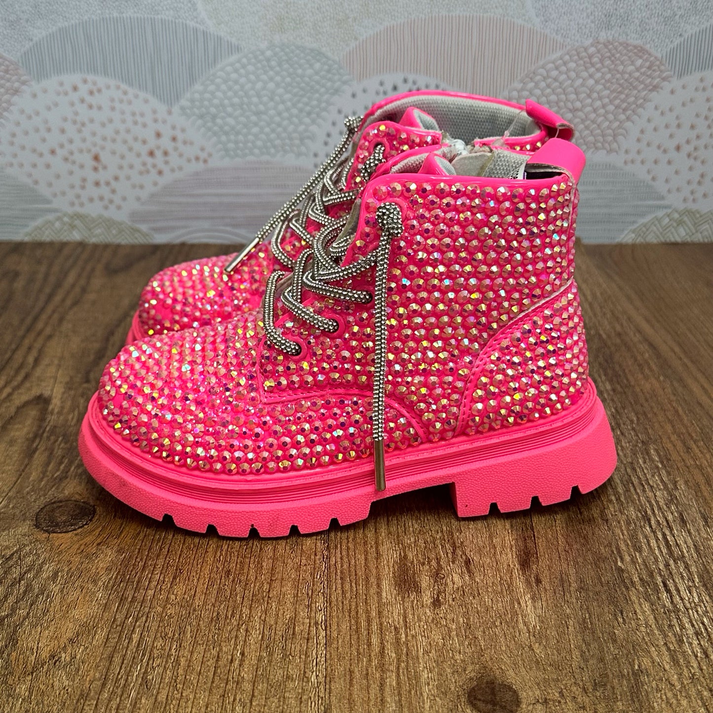 Lola & The Boys Size 9c Pink Rhinestone Boots **Missing Some Rhinestones**