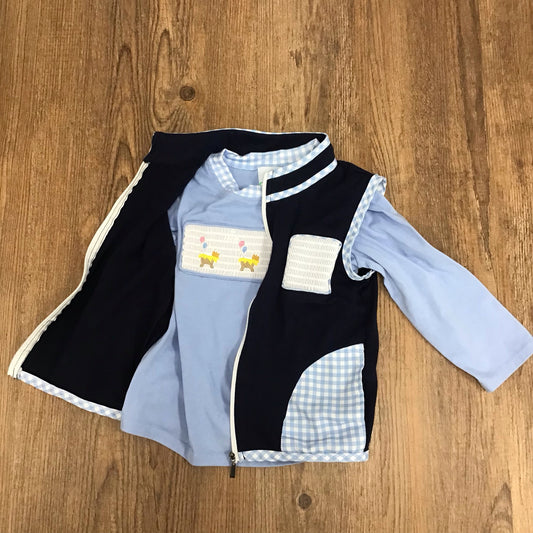 Smocked Mamas Smock Top And Zip-up Vest Size 4/4T