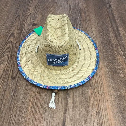 Properly tied straw hat