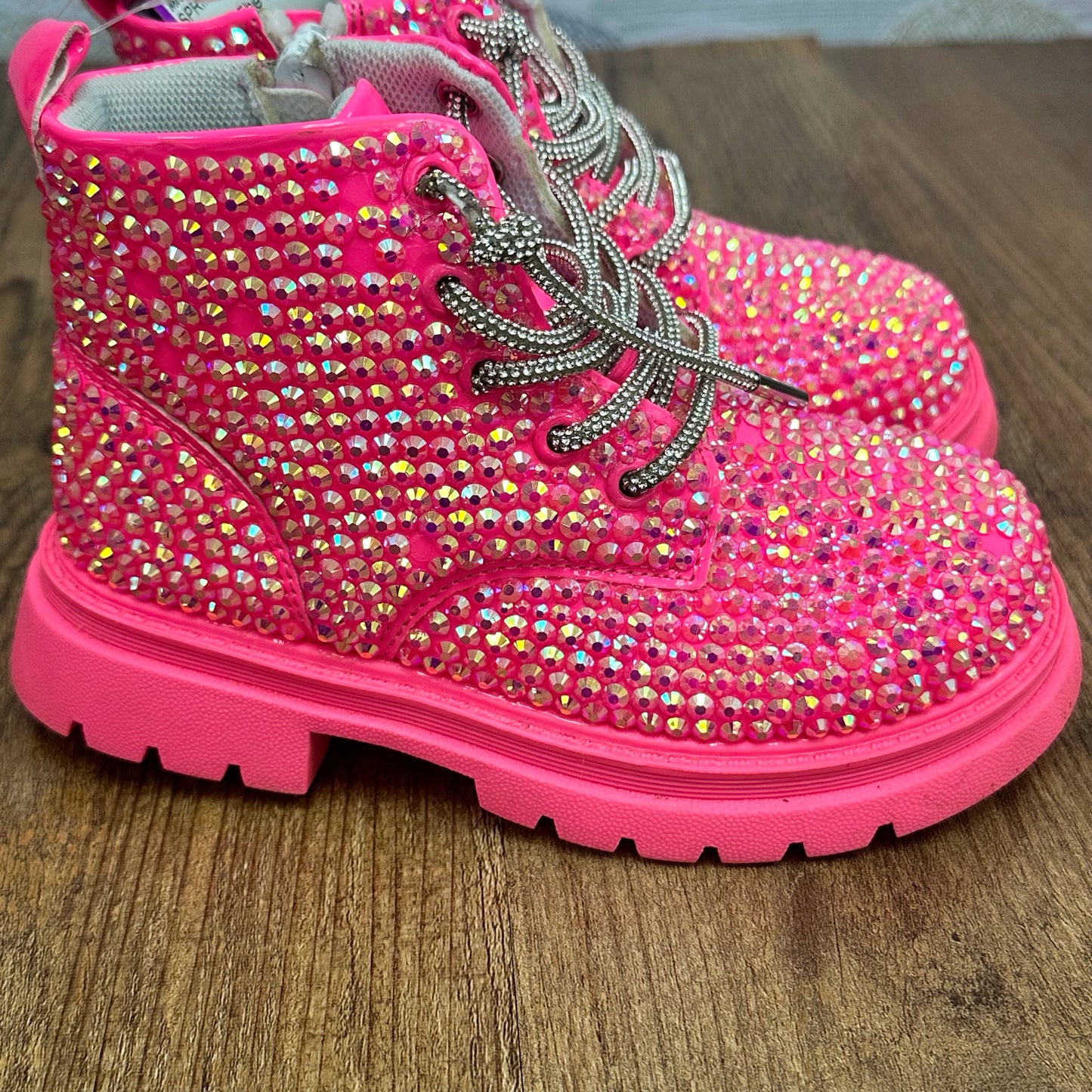 Lola & The Boys Size 9c Pink Rhinestone Boots **Missing Some Rhinestones**