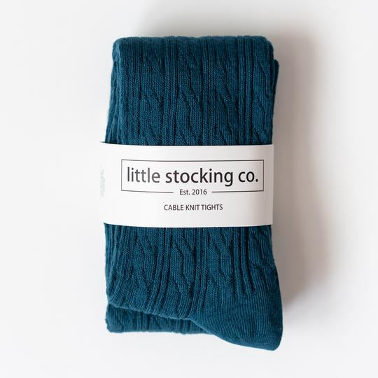 Cable Knit Tights 3yr - 4yr Teal