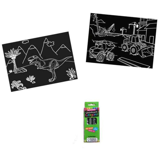 Chalkboard Coloring Set - Dino & Truck