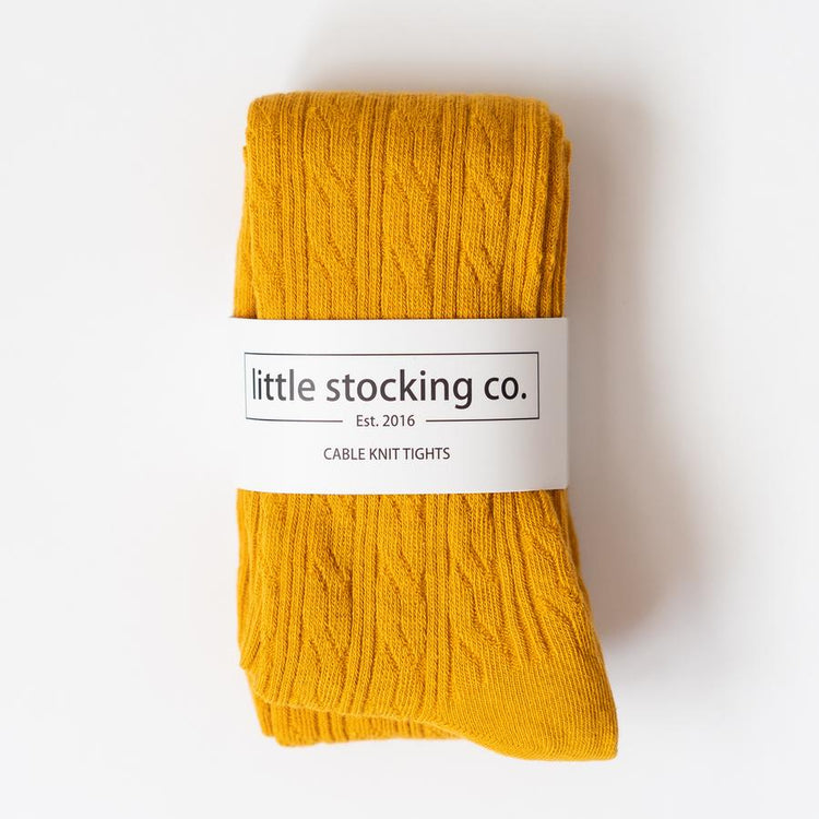 Cable Knit Tights Size 1yr - 2yr Mustard